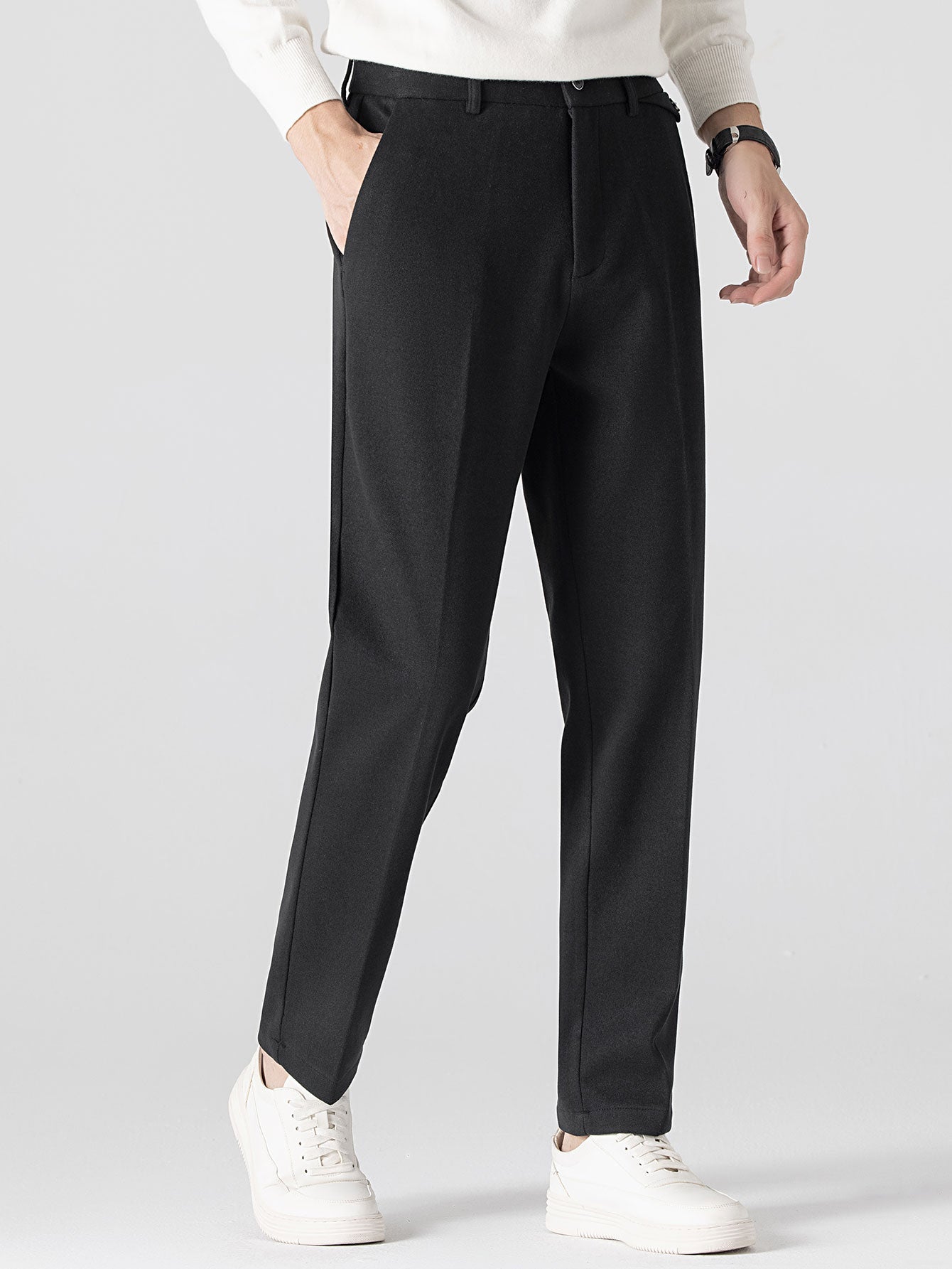 Woolen Straight Leg Trousers