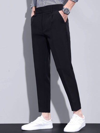 Slim Fit Tapered Cropped Trousers