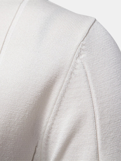 Contrast Trim Zipper Knit Polo Shirt