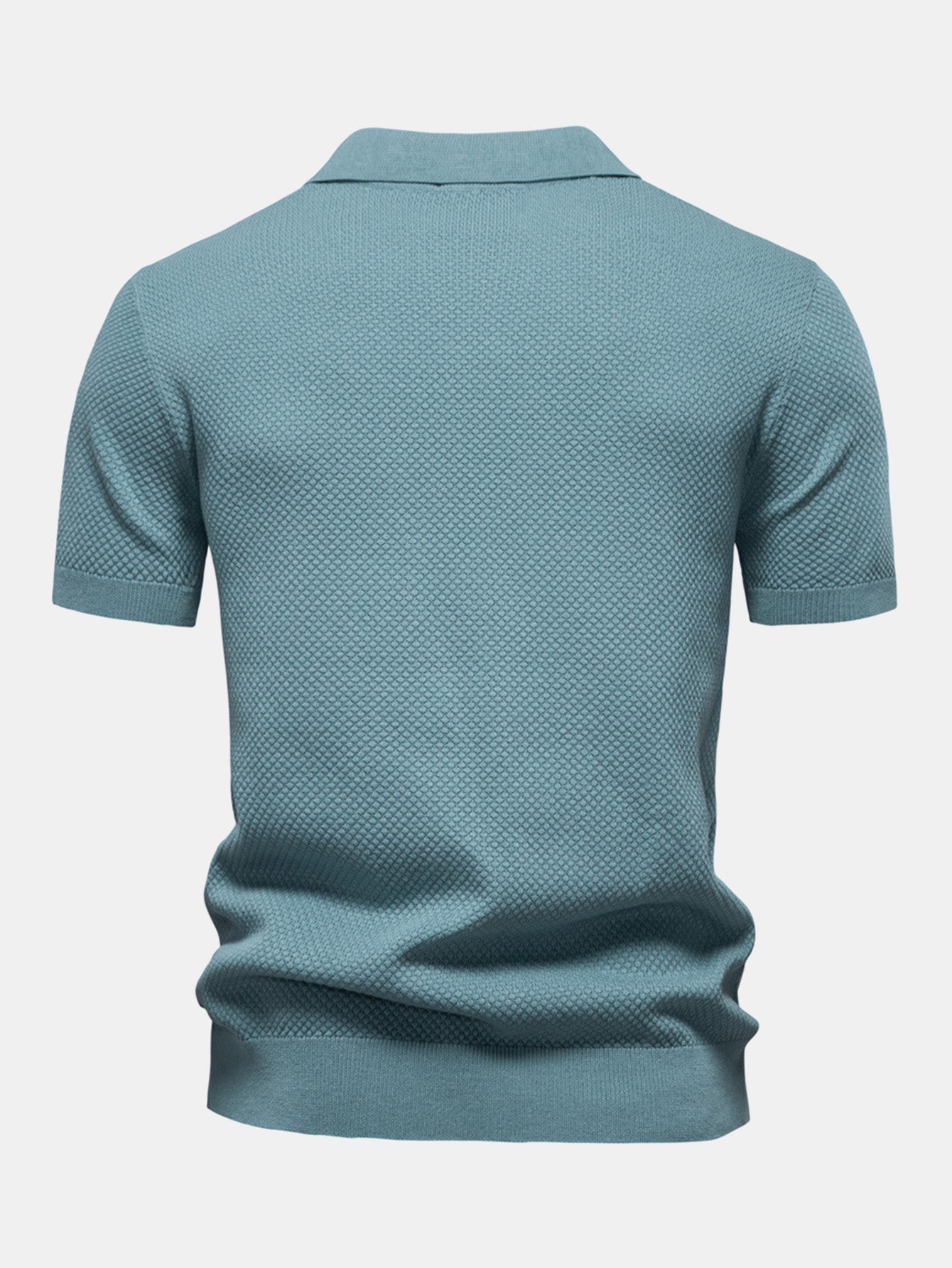 Pineapple Texture Knit V Neck Polo