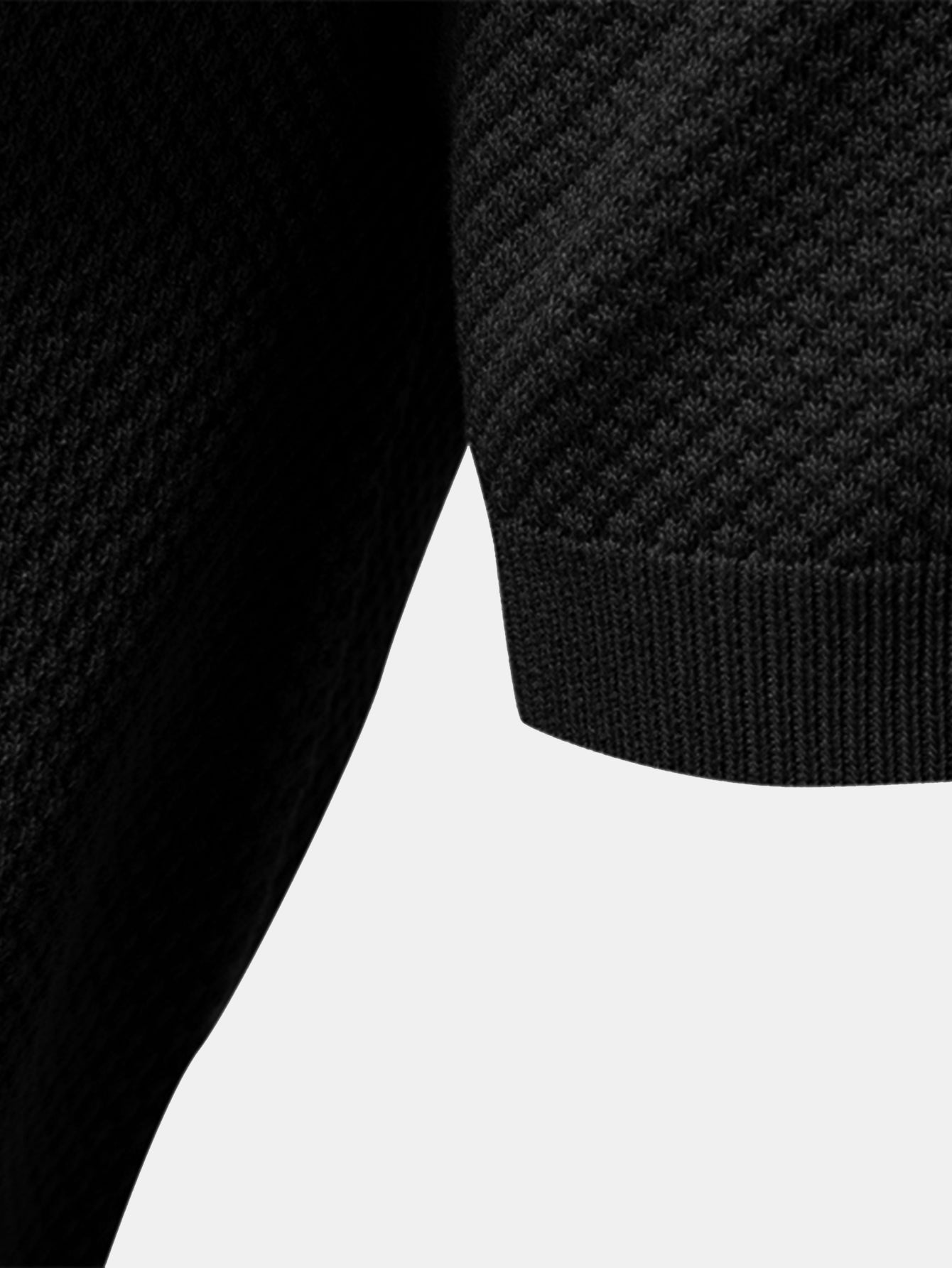 Pineapple Texture Knit V Neck Polo Shirt