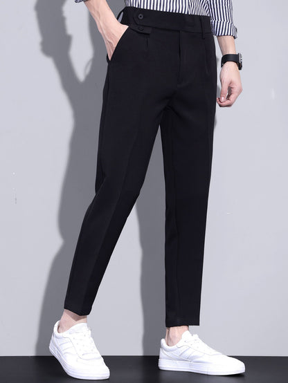 Slim Fit Tapered Cropped Trousers