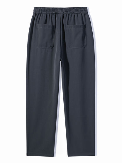 Single Pleat Drawstring Straight Leg Pants