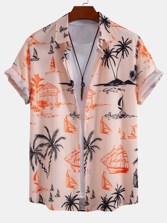 Island Print Button Up Shirt
