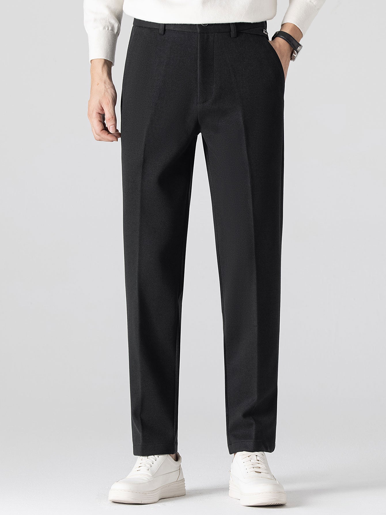 Woolen Straight Leg Trousers