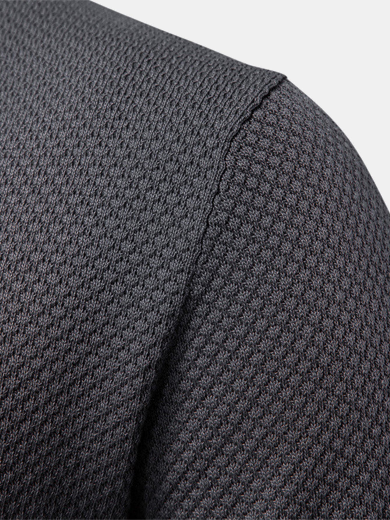 Pineapple Texture Knit V Neck Polo