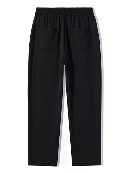 Single Pleat Drawstring Straight Leg Pants