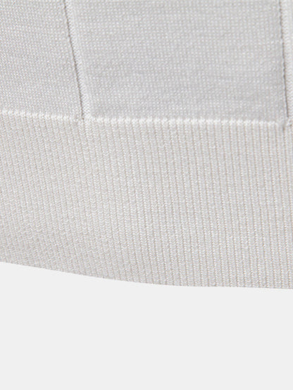 Contrast Trim Zipper Knit Polo Shirt