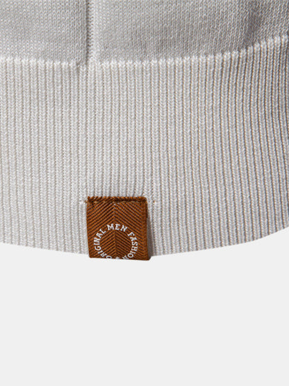 Contrast Trim Zipper Knit Polo Shirt