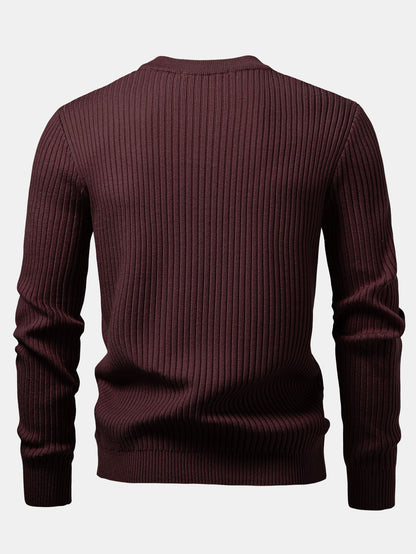 Ribbed Henley Neck Sweater