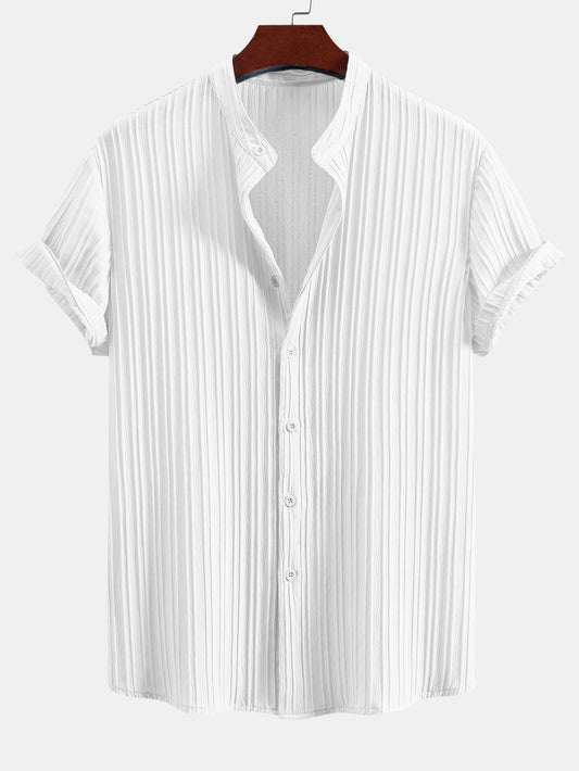 Textured Stand Collar Shirt