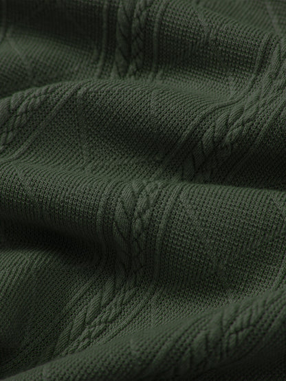 Rhombus Geometric Texture Knit Polo Shirt