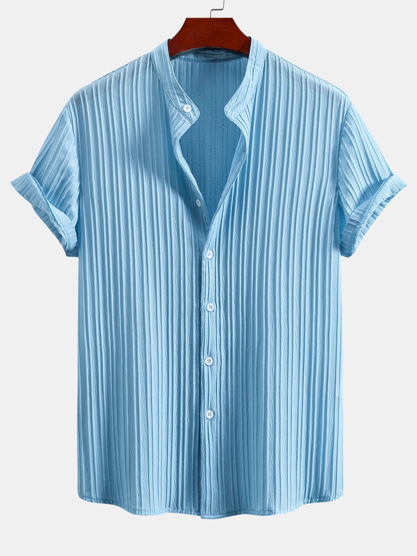 Textured Stand Collar Shirt