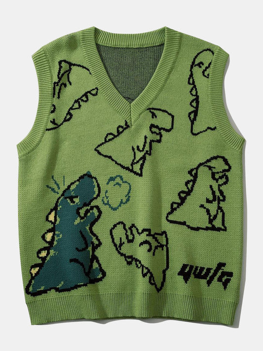 Dinosaur Print Knit Sweater Vest