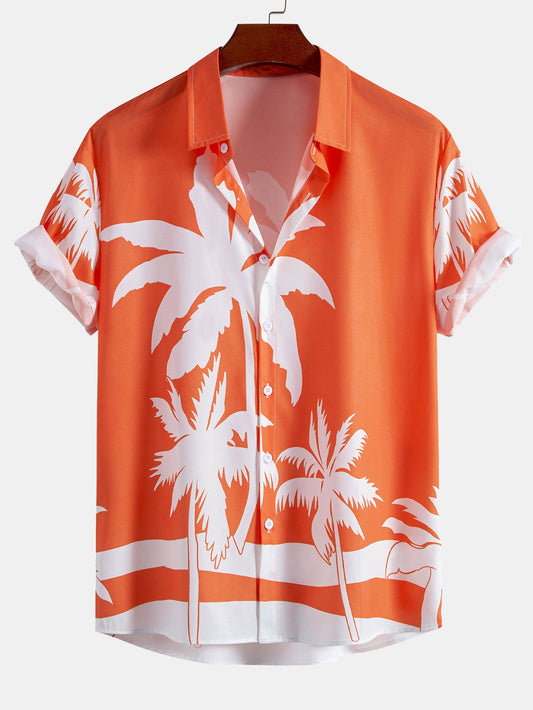 Palm Tree Print Button Up Shirt