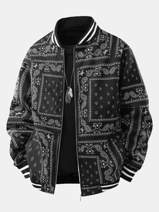 Paisley Print Baseball Jacket
