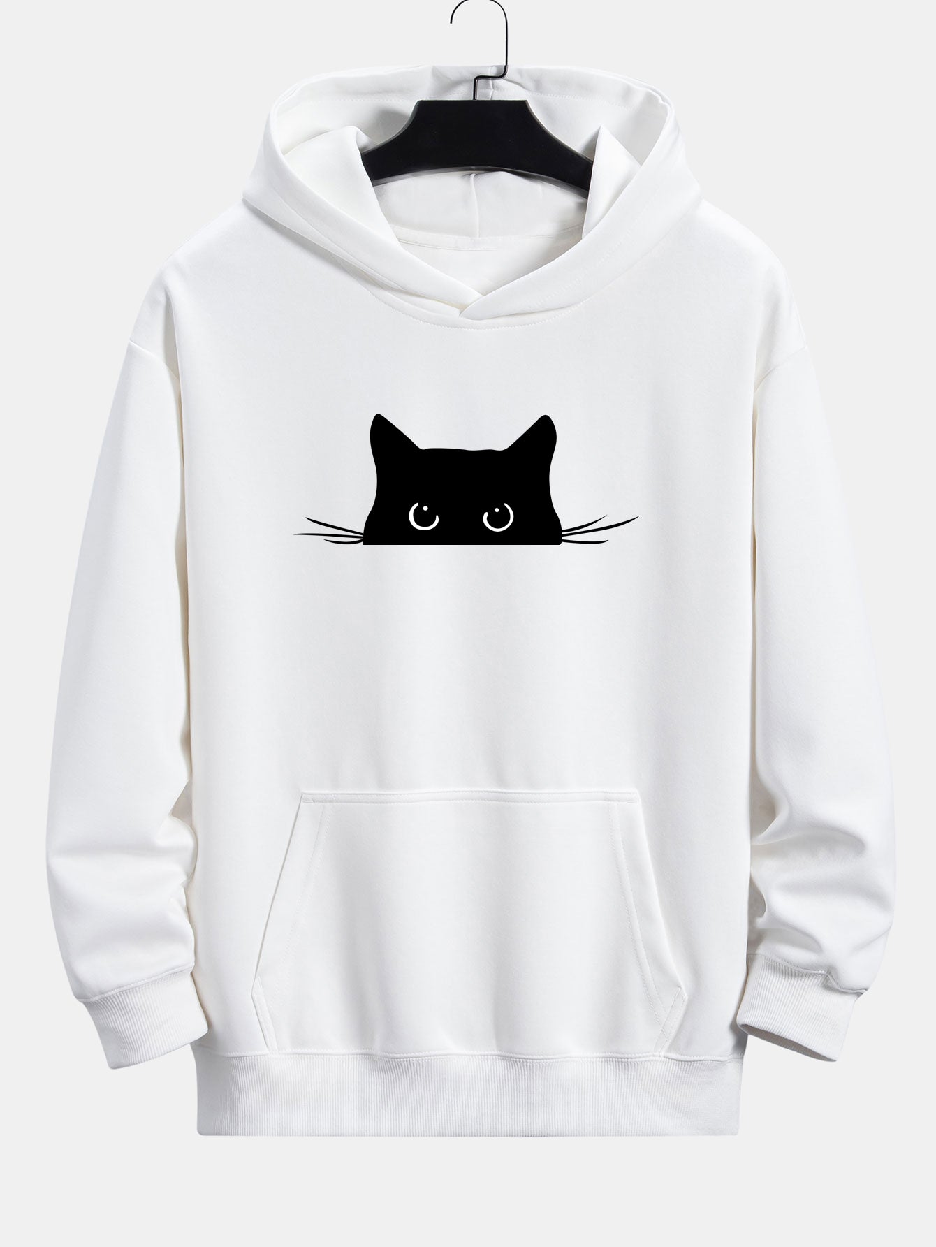Black Cat Print Relax Fit Hoodie