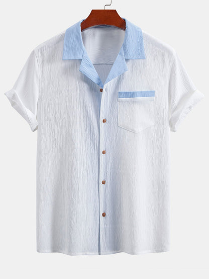 Textured Contrast Cuban Shirt