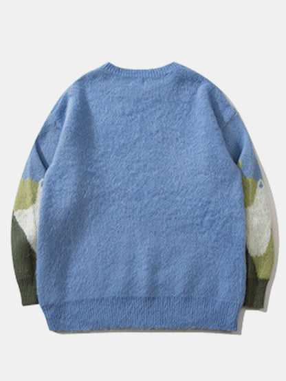 Cat Print Knit Sweater