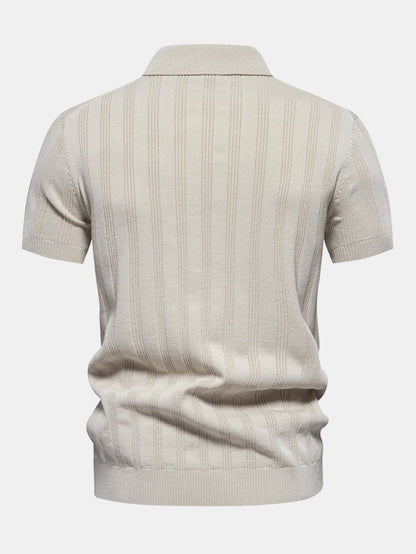 Stripe Knit Polo Shirt