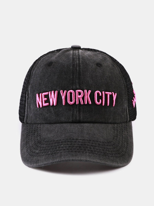 New York Embroidery Mesh Cotton Baseball Cap