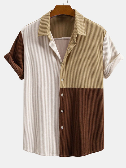 Colorblock Button Up Corduroy Shirt
