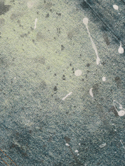 Distressed Chain-Detailed Baggy Denim Jeans