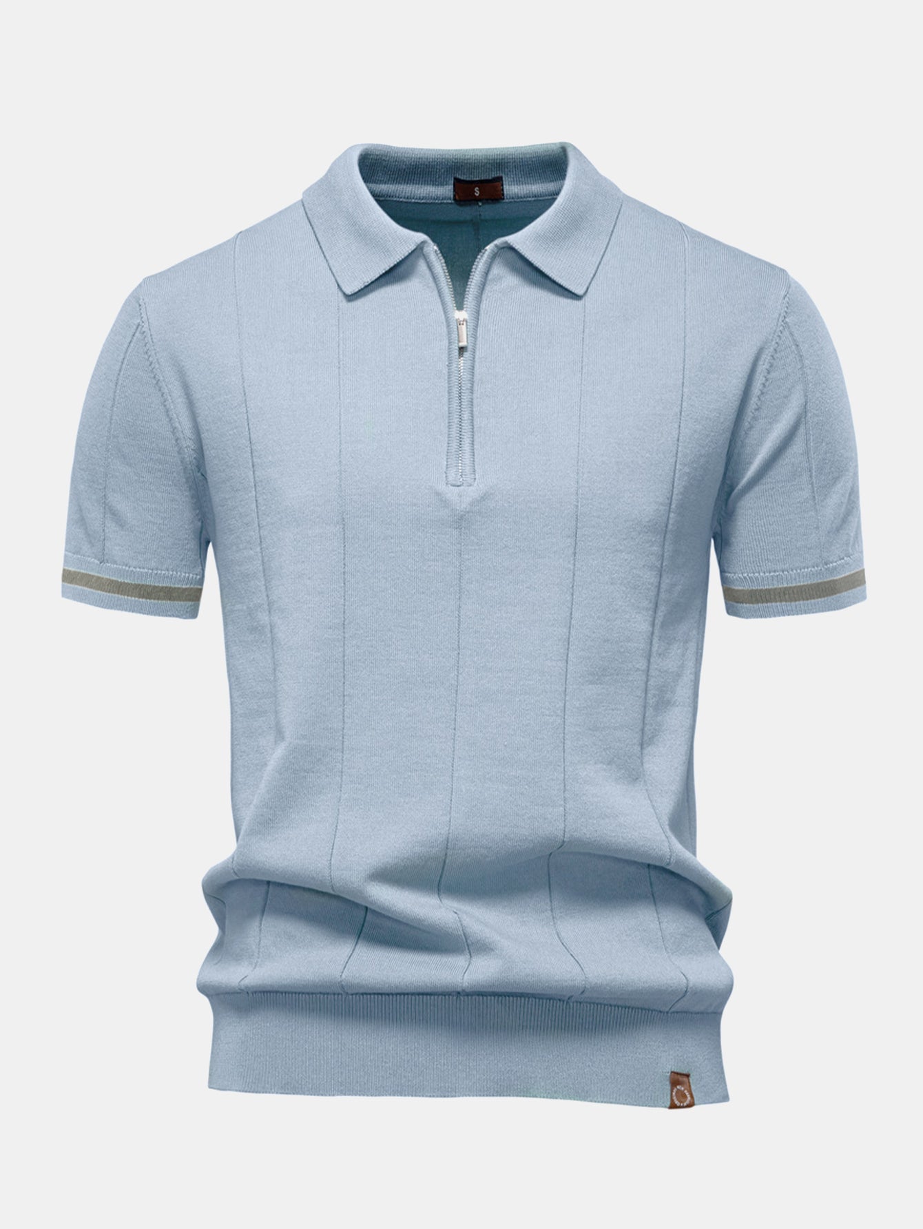 Contrast Trim Zipper Knit Polo Shirt