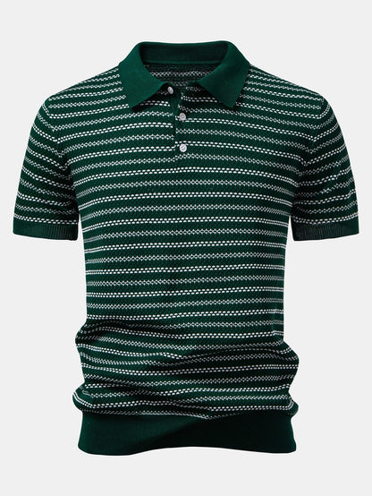 Stripe Knitted Polo Shirt