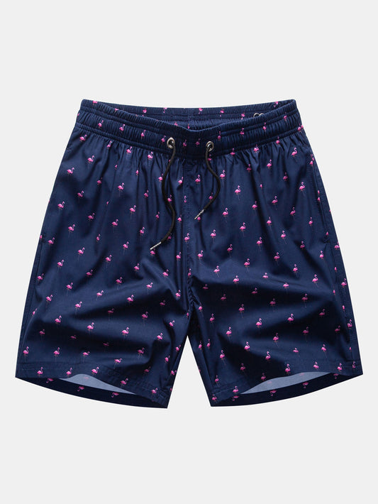 Flamingo Print Drawstring Swim Shorts