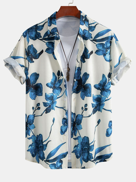 Ink Floral Print Button Up Shirt