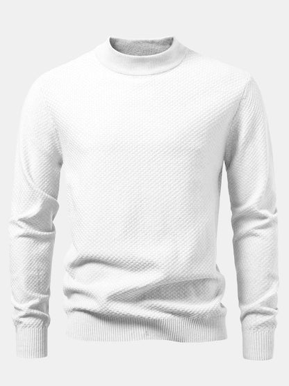 Checkerboard Textured Mock Neck Sweater