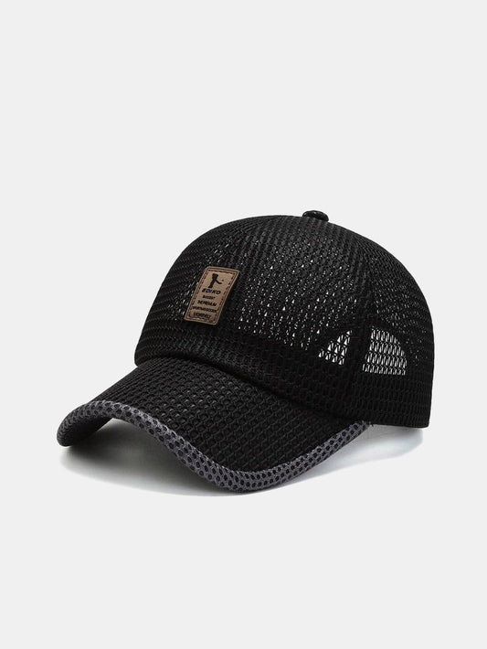 Solid Color Patch Hollow Mesh Nylon Baseball Cap