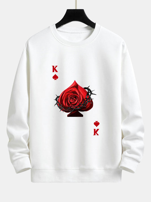 Heart Rose K Print Relax Fit Sweatshirt