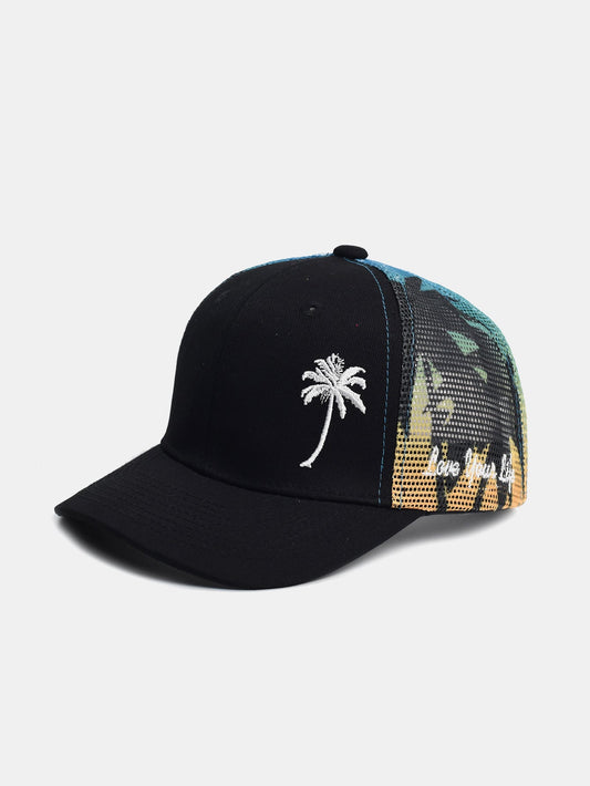 Palm Tree Embroidery Mesh Cotton Baseball Cap