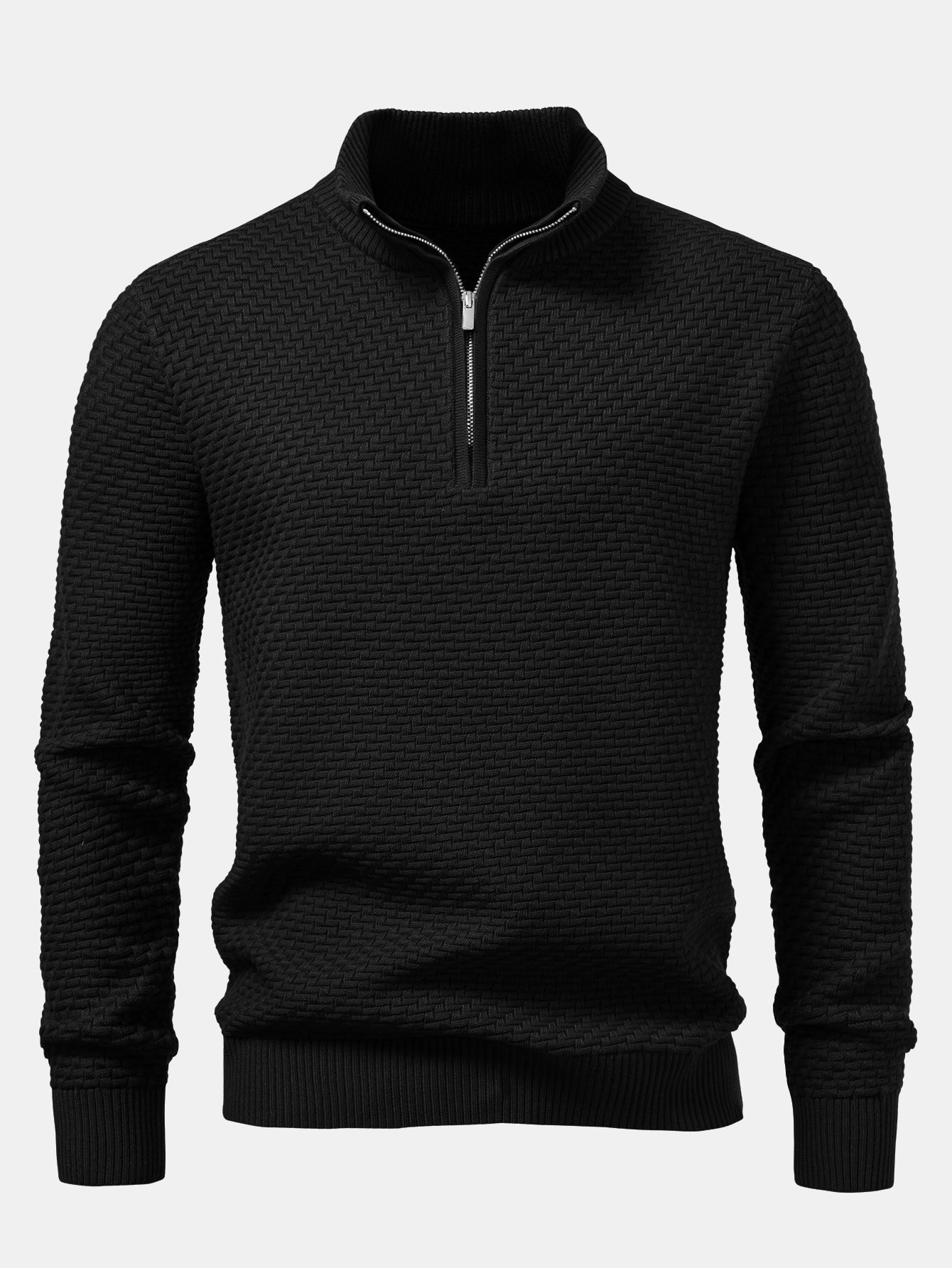 Wave Jacquard Quarter Zip Sweater