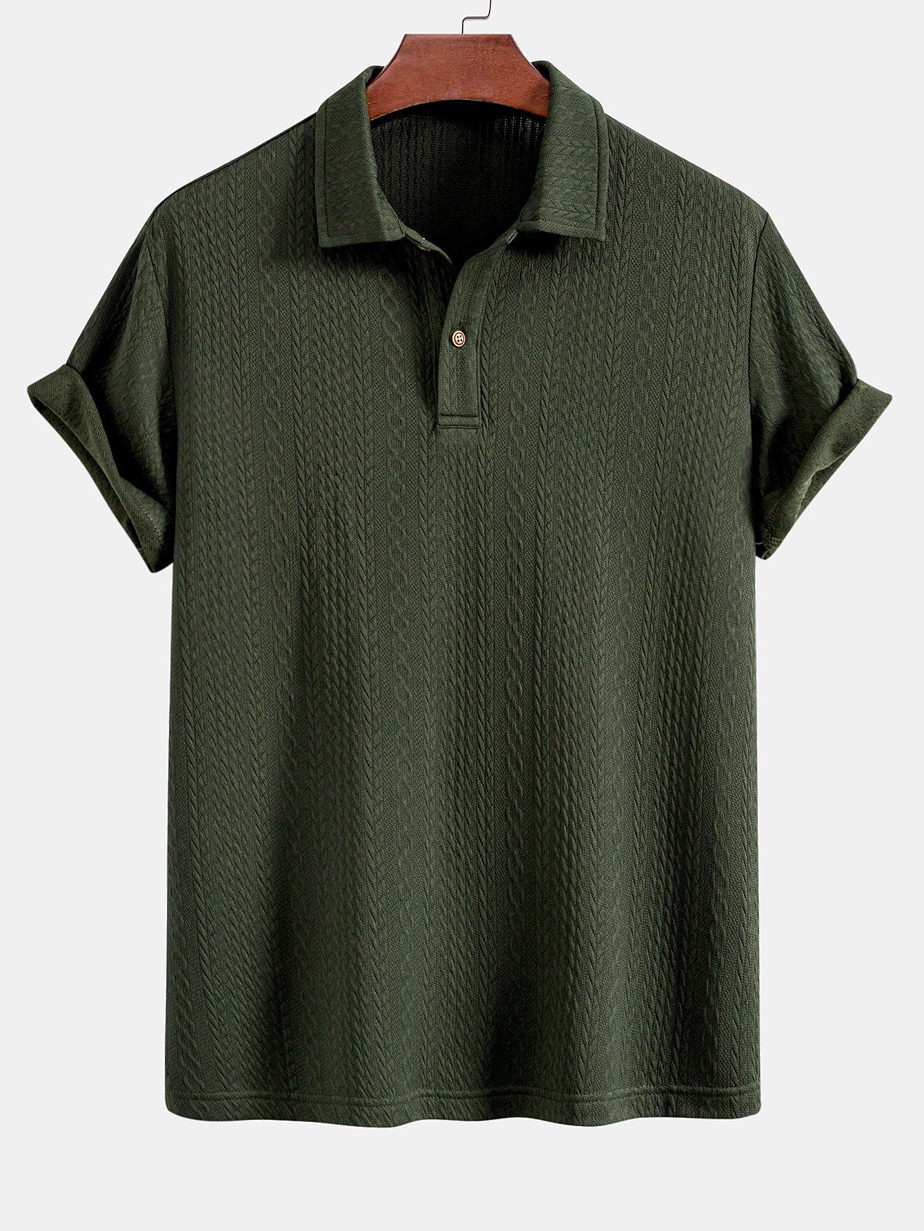 Textured Jacquard Knit Polo Shirt