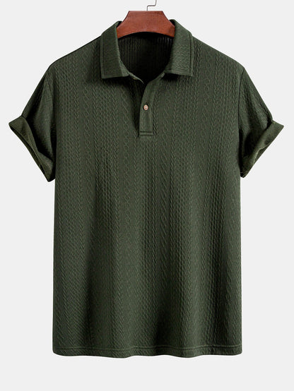 Textured Jacquard Knit Polo Shirt