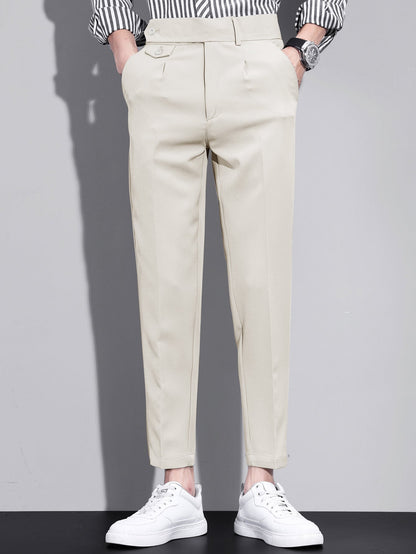 Slim Fit Tapered Cropped Trousers