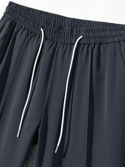 Single Pleat Drawstring Straight Leg Pants