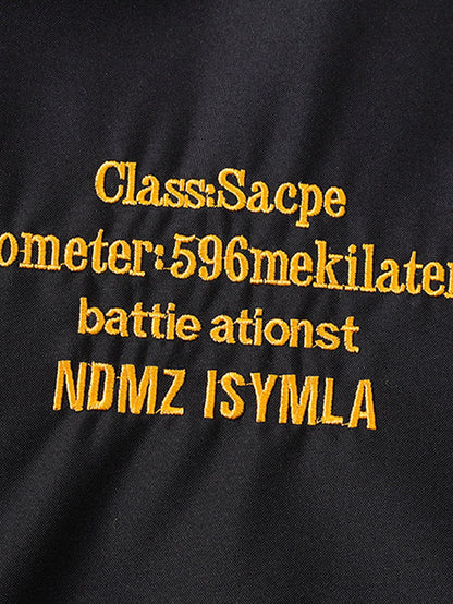 Relax Fit Contrast Embroidery Baseball Jacket