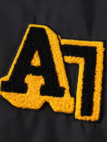 Relax Fit Contrast Embroidery Baseball Jacket