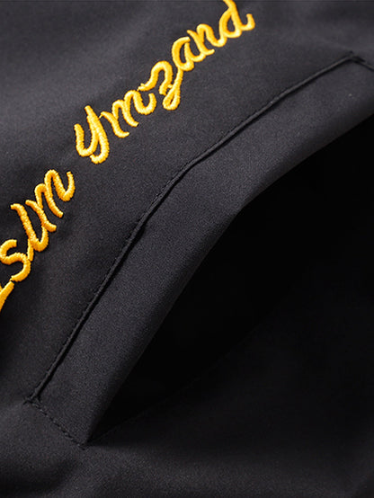 Relax Fit Contrast Embroidery Baseball Jacket