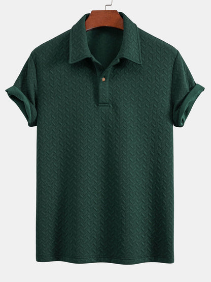Short Sleeved Jacquard Textured Polo