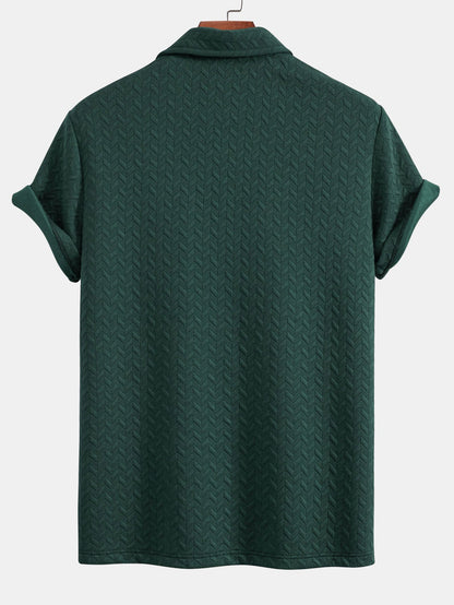 Short Sleeved Jacquard Textured Polo