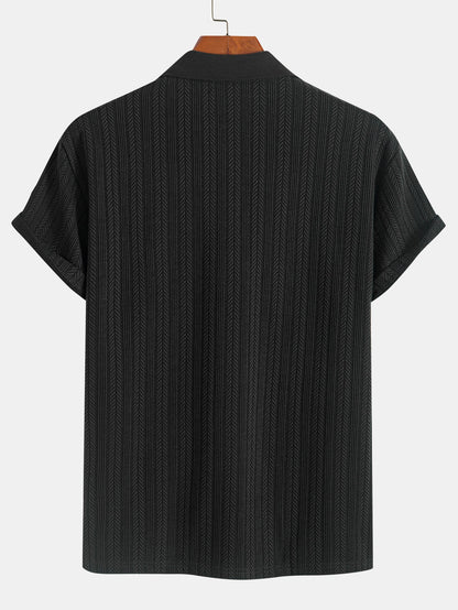 Textured Zipper Polo