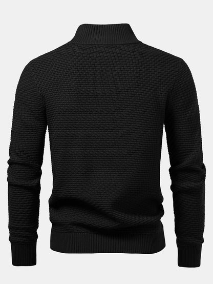 Wave Jacquard Quarter Zip Sweater