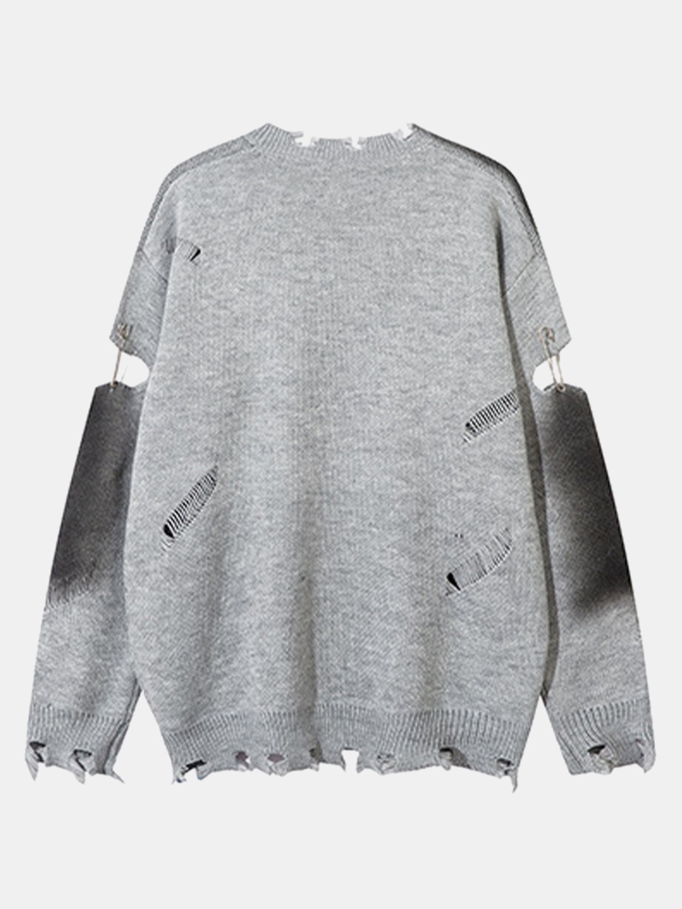 Cross Print Distressed Knit Sweater