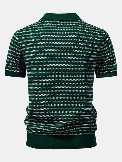 Stripe Knitted Polo Shirt
