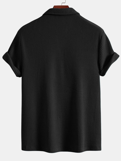 Short Sleeved Waffle V-neck Polo